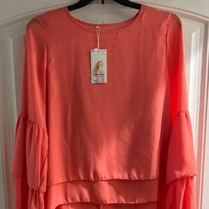 Coral High-Low Blouse